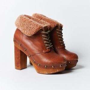 Jeffrey Campbell vintage Woodies platform lace up booties